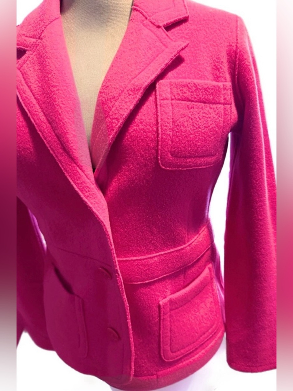 💋FABULOUS Y2K Jones Sport Hot Pink Wool Jacket - Size Medium
